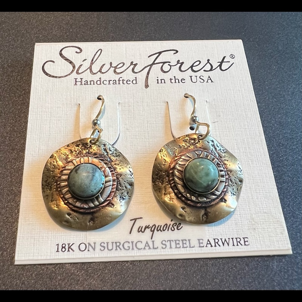 Silver Forest Handcrafted Turqoise stone earrings